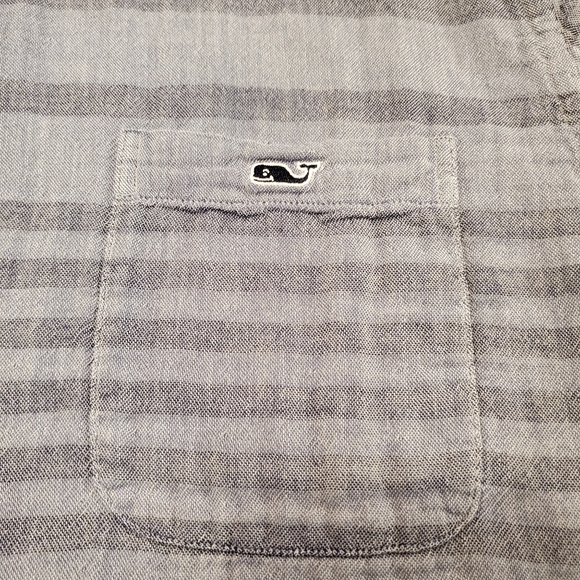 Vineyard Vines Men's Shirt Short Sleeve Button Slim Fit Tucker Gray Stripe XL - Picture 7 of 9